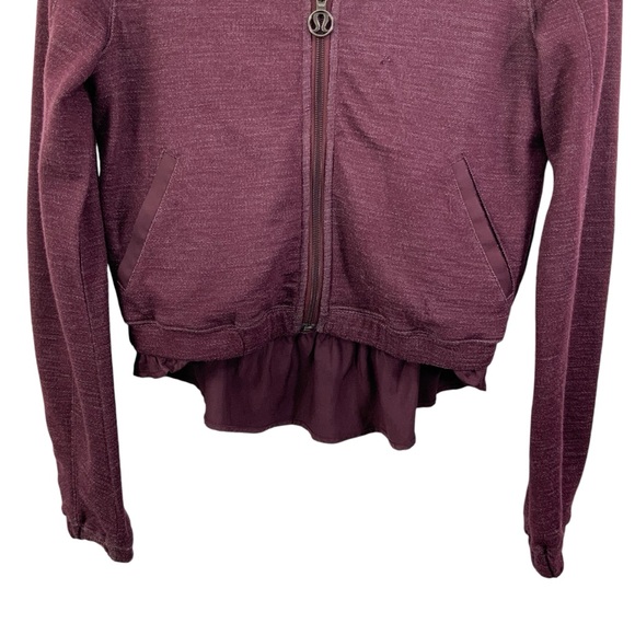 ♻️DONATED 5-1-25♻️ LULULEMON Zip Up Hoodie Size 6 Heathered Burgundy Maroon  A27 - Picture 4 of 14